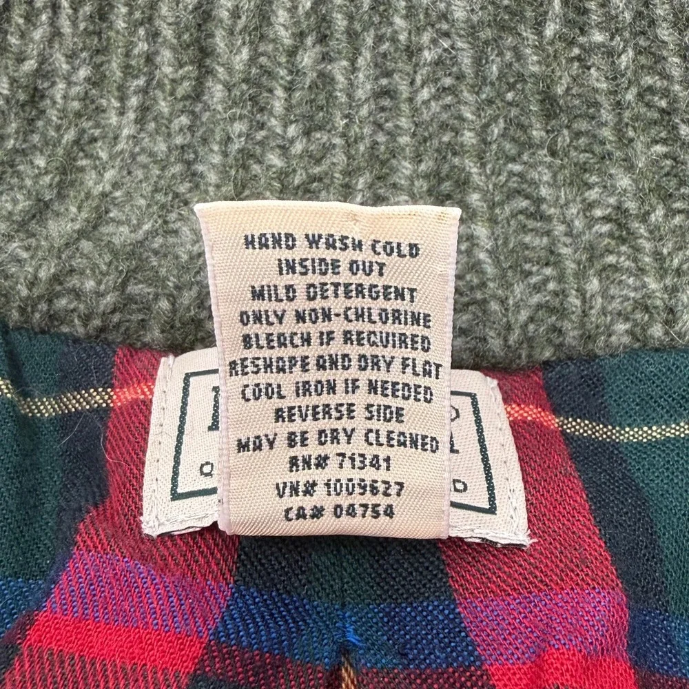 LL Bean Mens Lambswool Flannel Lined Full Zip Sweater Green Size Medium